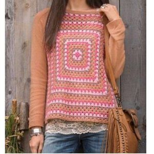 Granny Square Sundance Merino Wool & Alpaca Sweater